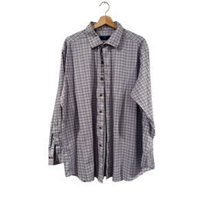 David Donahue Fusion Performance Plaid LS Shirt XXl 18.5"
